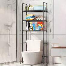 三层金属节省空间置物架,马桶上方置物架,浴室转角收纳架,浴室置物架,落地式马桶架,浴室盥洗台置物架,免钻孔洗衣机置物架,水槽收纳架,浴室塔式置物架,黑白浴室配件 - 彩色 - 查看 13