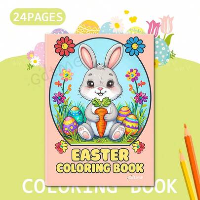 GDTME Cute Easter Bunny Illustrations: Adult Coloring Book For Back-To-School Stress Relief. This Adult Coloring Book Features Adorable Bunny And Easter Egg Line Art Illustrations, Making It An Ideal Gift For Easter, Valentine's Day, Galentine's Day, And Back-To-School Season.