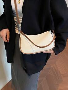 New Fashionable Versatile Chain Strap Shoulder Bag, Underarm Handbag For Women - White - View 2