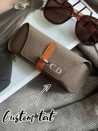 Personalized Name-Customized Glasses Case, Portable Glasses Case, Faux Lychee Texture Portable Glasses Case, Glasses Storage Bag, Fashion Glasses Storage Bag, Back-To-School Gift, Graduation Gift, Mother's Day Gift, Teacher's Day Gift, Colleague Gift, Unisex, The Perfect Gift Choice