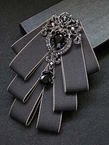 1 Set Of High-End Fashion Bow Tie, Brooch, Bowknot Pin And Lapel Flower.With Elastic Band Easy Wear And Removal.Suitable Parties, Nightclubs And Weddings To Pair With Suits. - 彩色 - 查看 8