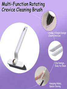 1pc Multipurpose Rotating Brush, 2-In-1 Rotating Cleaning Brush - Purple Plastic, 360° Stiff Bristles, Strong Cleaning Power Without Damaging Surfaces, Essential For Daily Kitchen And Bathroom Cleaning (Random Color) - Multicolor - View 6