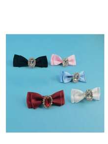 5pcs Assorted Color Large Size Pet Flower Headband, Pet Rhinestone Bow Tie Headpiece, Princess Style For Teddy, Valentine's Day - Multicolor - View 9