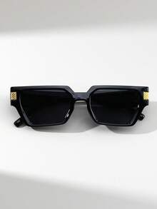 1 Pair Men's Rectangular Crocodile Grain Retro Versatile Street Style Fashion Glasses, Suitable For Beach & Vacation - Multicolor - View 2