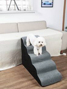 1pc Plush Warm Pet Stair Ramp, Elderly/Small Dog Assistance Ladder, Protect Every Step, Easy Up And Down, Love Lasts Longer. Sofa Bed Dog Steps, Washable Sponge Stair For Sofa, Bed, Teddy, Small, Elderly Cats And Dogs - Multicolor - View 9