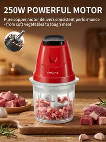 Máy xay thực phẩm mini SOKANY06009 0.7L - Máy xay thịt điện, lưỡi dao bằng thép không gỉ, hai tốc độ, thích hợp để xay thịt/rau củ/thức ăn cho trẻ em, trộn nước sốt, thiết bị nhà bếp nhỏ gọn dùng trong gia đình và ký túc xá. - Đỏ - Xem 8