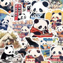 50 Cute Panda Daily Stickers Cartoon Computer Decoration Waterproof Pattern DIY Handbook Phone Case Notebook Back To School - Multicolor - View 4