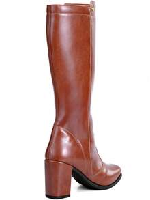 Lumiss Women's High-Top Boot With High Block Heel, Comfortable, Square Toe - 駝色 - 查看 6