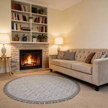 Round Rug 1.40x1.40 Centerpiece For Living Room Bedroom - Xám - Xem 1