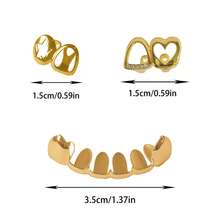 1 Set Hollow Star & Heart Zirconia Embedded Fang Tooth Jewelry, Unisex Daily, Nightclub, Party Accessory Tooth Grills