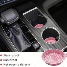 Black/Pink Car Cup Holder Mat, 3D Grid Textured Surface, Increased Friction With Cup Bottom, Firmly Holds Cup During Driving, Prevents Spilling - New Checkered Bowl-shaped Coasters - View 11