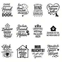 4pcs German Dogs Quote UV Transfer Stickers | Self-Adhesive Plastic Decals For Crafts, Mugs, Laptops & Water Bottles | High-Quality Prints, Durable, Festive Designs, Plaid Pattern By EYESWEB