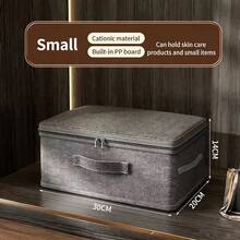 1pc Zippered Storage Box, 42L Foldable Linen Fabric Organizer Bin, Breathable Material, Suitable For Wardrobe, Closet, Toys, Blankets, Washable (Extra Large 45 * 35 * 26cm) - Dark Grey - View 9