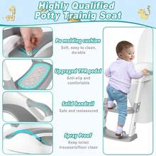 Asiento de inodoro para niños pequeños, antideslizante, con escalera y taburete, plegable. - blanco grisáceo - Ver 4