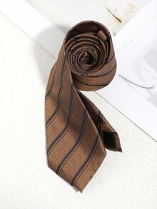 1条男士休闲时尚斜条纹图案优雅领带，适合商务、通勤、旅行、招待、休闲、日常、学校着装 - 彩色 - 查看 5