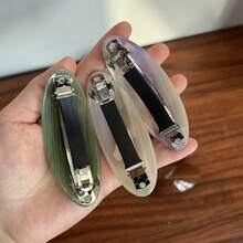 6个/3个/1个 时尚8.5厘米椭圆形大理石纹理醋酸纤维弹簧发夹，流行INS风格，适合女性和女孩 - 彩色 - 查看 3