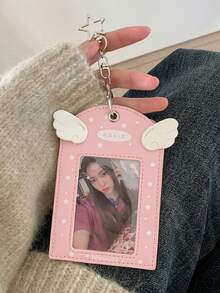 1件套女孩心形天使翅膀3英寸镂空吊坠卡片套装 学生追星者小卡片展示卡套装 校园卡包 - 彩色 - 查看 8