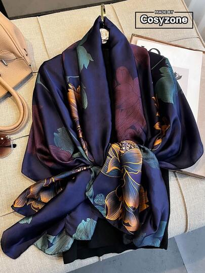 1入組女士花卉印花防曬圍巾，適用於日常裝飾和戶外活動，頭巾、髮箍、頭帶，可以提升你的穿搭風格