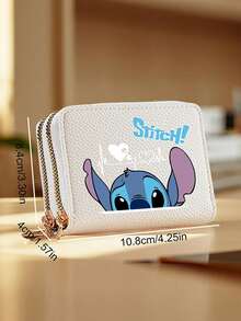 1pc Stitching Print Dual Zipper Wallet, Short Coin Purse With Card Slots, Large Capacity Credit Card Holder And Coin Pocket, Multiple Colors Available, Casual & Versatile, Suitable For Teenagers, Women, Students, Unisex, Essential For Travel And Back To School, Travel Accessory - Multicolor - View 5