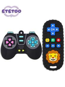 2pcs Silicone Game Controller Teethers, Montessori Teething Toys, Educational Chewing Toys For 6-12 Months Babies - Multicolor - View 9