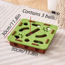 1pc Maze Toy Cat Toy Self-Entertainment Boredom Relief Toy, Small Cat Pet Puzzle Maze Felt Box With Bell Ball, Cat Scratch Pad - Green - View 4
