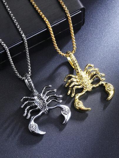 1件哥特式蝎子吊坠项链，不锈钢毛衣链吊坠饰品，复古星座项链，适合男士日常佩戴，家庭节日生日礼物