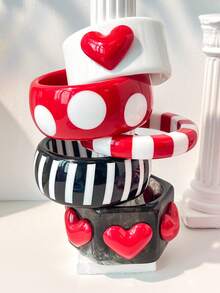 1 chiếc vòng tay hình trái tim màu hồng phối tương phản, đính ngọc trai và đá pha lê, kiểu dáng đa năng phù hợp với thời trang đường phố, vòng tay của các ngôi sao mạng, quà tặng ngày Valentine, quà tặng ngày của mẹ. - Nhiều màu A - Xem 2