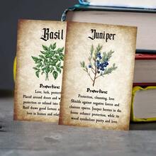 20张复古女巫草药魔法书卡片 - 植物插图及草药特性，适用于巫术、魔法 - 药剂师日志、天然疗法参考指南卡片 - 彩色 - 查看 5