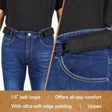 1pc Elastic Waist Belt, Unisex Metal Hook Buckle Stretchy Waistband, Comfortable & Easy To Use, Gift For Men (Not A Pair) - Multicolor - View 7