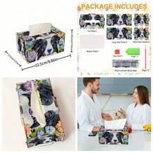 1件套DIY钻石画纸巾盒套装，蝴蝶、小狗、小猫、花卉图案，水晶钻石艺术木质收纳盒，适合家居、办公室、餐厅装饰，是生日、婚礼、母亲节、圣诞节、情人节、新年派对的绝佳礼物 - 彩色 - 查看 5