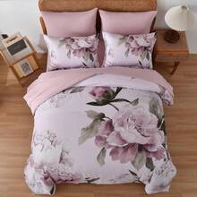 7 Piece Pink Floral Comforter Set Full/Queen/King Size Bed In A Bag,Flowers Printed On Light Comforter Set With Sheets, Soft Microfiber Botanical Bedding Set For Wedding Items,Home Bed Room Decor,Easter Gifts,Mothers Day Gift,All Season - 粉紅色-0812 - 查看 5
