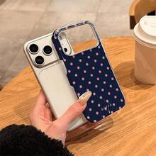 GIIPPA 1pc Cute Pink Polka Dot Phone Case Compatible With IPhone 15/14/13, 1pc Fashionable Brown Polka Dot Phone Case Compatible With IPhone 15/14/13 Pro Max/Plus, Durable Shock-Resistant Full-Body Protection, Slim Fit Design, Suitable For Women And Girls, Item No. 35460, Also Compatible With IPhone 17 Air - Blue - View 2