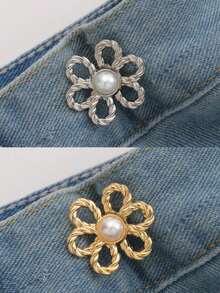 2 Sets Of 6-Petal Detachable Invisible Waist Belt Flower Buckle, Waist Cinching Buttons, Shirt Collar Pins - Multicolor - View 19