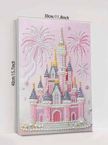 新款珍珠画套装，粉色城堡闪耀主题，珍珠材质，无框工艺，适合卧室装饰、客厅墙面艺术装饰、房间点缀艺术摆设。馈赠亲朋好友的完美礼物。 - 彩色 - 查看 6