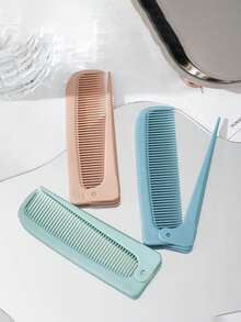 Foldable Pointed Tail Comb, Portable Travel-Friendly Dry & Wet Use Mini Compact Anti-Static Hair Brush Tool - Multicolor - View 7