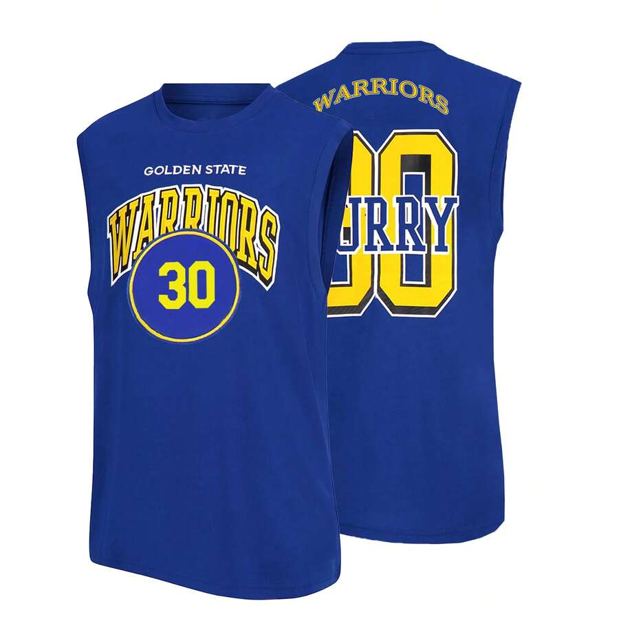 Ultra Game Herr #30 Blå Officiellt Ärmlös Spelarlinne i Mjuk Stickning, Muskeltröja - Avslappnad Passform, Broderad Grafik - Blå - Visa 1