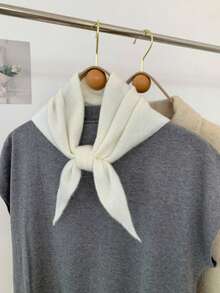 Women's Scarf, Shawl, Triangular Scarf, Neck Scarf, Autumn/Winter Korean Style Small Scarf, Neck Warmer - White - View 2