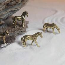 4pcs High Quality Copper-Color Mini Horse Figurines - Micro-Carved Crafts, Room Decor Horse Sculptures | Copper Surface - Moss Terrarium Fish Tank Micro Landscape Decorations - Multicolor - View 7