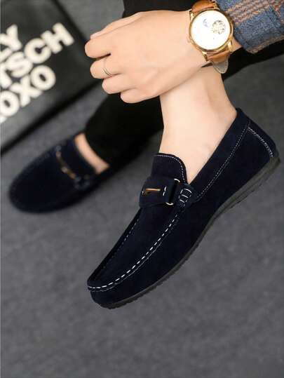 Comfortable Loafers, Retro Luxury Dark Soft Sole, Suede Metal Buckle, Suitable For Commuting And Dating All Seasons