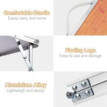 Foldable Laptop Table For Bed Lightweight Breakfast Bed Tray Portable Mini Picnic Storage Space Standing Holder, Folding Leg Desk Notebook Lap Table For Reading - Mustard Yellow - View 5