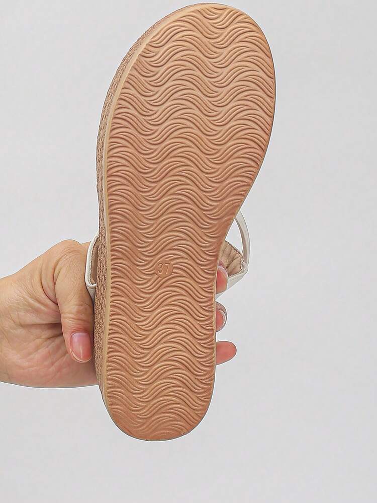 1 par de sandalias de verano para adolescentes, decoración minimalista de moda, cómodas y ligeras, adecuadas para uso diario, vacaciones, ocio, viajes, playa, con suela gruesa y plataforma - Blanco - Añade 8