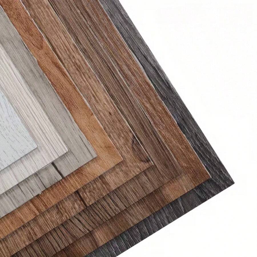 10pcs 40x15cm Vinyl Peel And Stick Floor Tiles, PVC Coated Natural Removable And Adhesive Flooring, For Bathroom/Kitchen/Bedroom, Easy To Install And Remove - 40x15cm 10pcs - View 1