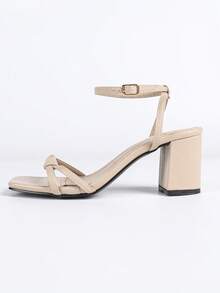 Sandalias de tacón alto de verano para mujer, zapatos elegantes de primavera/verano de color albaricoque para mujer, sandalias de tacón alto y puntera abierta de moda sexy, sandalias de tacón grueso y bloque, zapatos de novia de boda con tacón grueso, sandalias de color albaricoque, sandalias de tacón grueso con hebilla que se ajustan bien para citas, fiestas, uso al aire libre, zapatos minimalistas de unicolor y tacón medio para vacaciones de mujer - Albaricoque - Ver 7