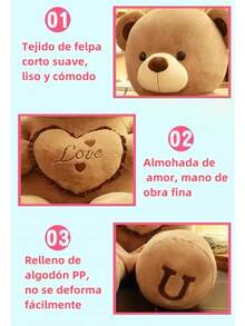 TendenciaOso De Peluche Gigante Grande En Forma De Corazón De 100 CmCalidad premium - Marrón - Ver 8