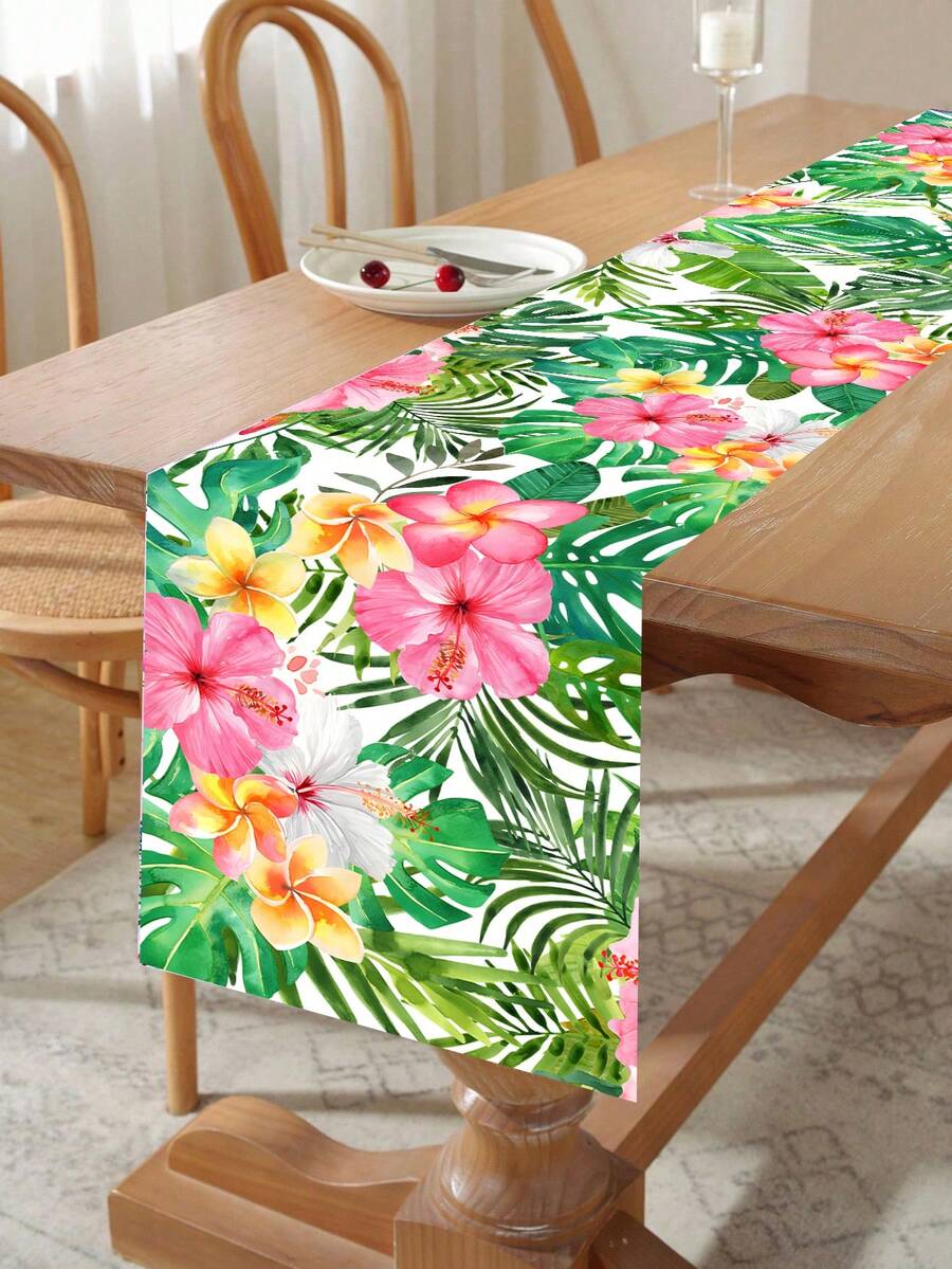1 tấm khăn trải bàn kiểu Hawaii, kích thước 180*35cm, chất liệu polyester, in họa tiết cây cối và hoa nhiệt đới, thích hợp cho tiệc Luau Hawaii, tiệc chim hồng hạc, tiệc bãi biển mùa hè, trang trí tiệc sinh nhật theo chủ đề Hawaii, trang trí bàn tiệc Aloha, trang trí nhà mùa hè, trang trí nhà bếp, lễ kỷ niệm ngày lễ. - Nhiều màu - Xem 1