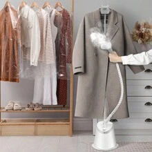 Standing Steamer With Foldable Garment Hanger, 0.5Gallon Water Tank For 90 Minutes Continuous Steaming, Heats In 45 Seconds & Auto-Stop With Fabric Brush Aluminum Rod And Easy-Roll Wheels - 灰色 - 查看 9