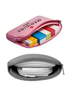 Tragbare Reise-Medikamenttasche, Muster mit "MedikamentTASCHE" und Muster, tragbare Camping-Medikamenttasche, kompakte Erste-Hilfe-Tasche, Version für Reise und Zuhause, tragbare Aufbewahrungstasche, kleine Medikamenttasche, praktische Medikamenttasche, Notfallausrüstung, in verschiedenen Farben erhältlich, für den täglichen Gebrauch/Outdoor/Reisen, unverzichtbar für gesundheitsbewusste und unterwegs Nutzer, Muss-haben Medikamentisches Zubehör, täglicher Gesundheitsorganisator, Raumdekoration - Verschiedenfarbig - Übersicht 5