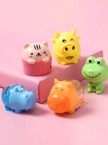 1pc Cartoon Animal Pencil Sharpener, Compact Pencil Sharpener, Creative For Students - Multicolor - View 3