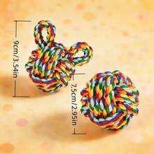 2pcs Dog Rope Balls, Pet Chew Toys, Knotted Braided Rope, Dogs & Cats Bite Small Balls, Teeth Grinding, Tug Of War And Boredom Relief - Color - View 7