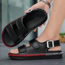 男女透气百搭时尚凉鞋，软底舒适沙滩/公园/旅行鞋 - 黑色 - 查看 4